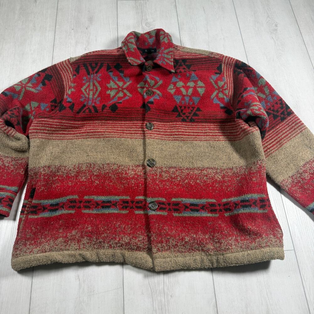 True Grit Men's XL Southwestern Aztec Wool Blend Shirt Jacket Shacket Western